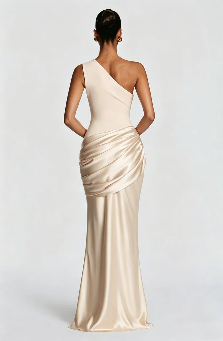 Robe Longue Asymétrique Drapée Femme