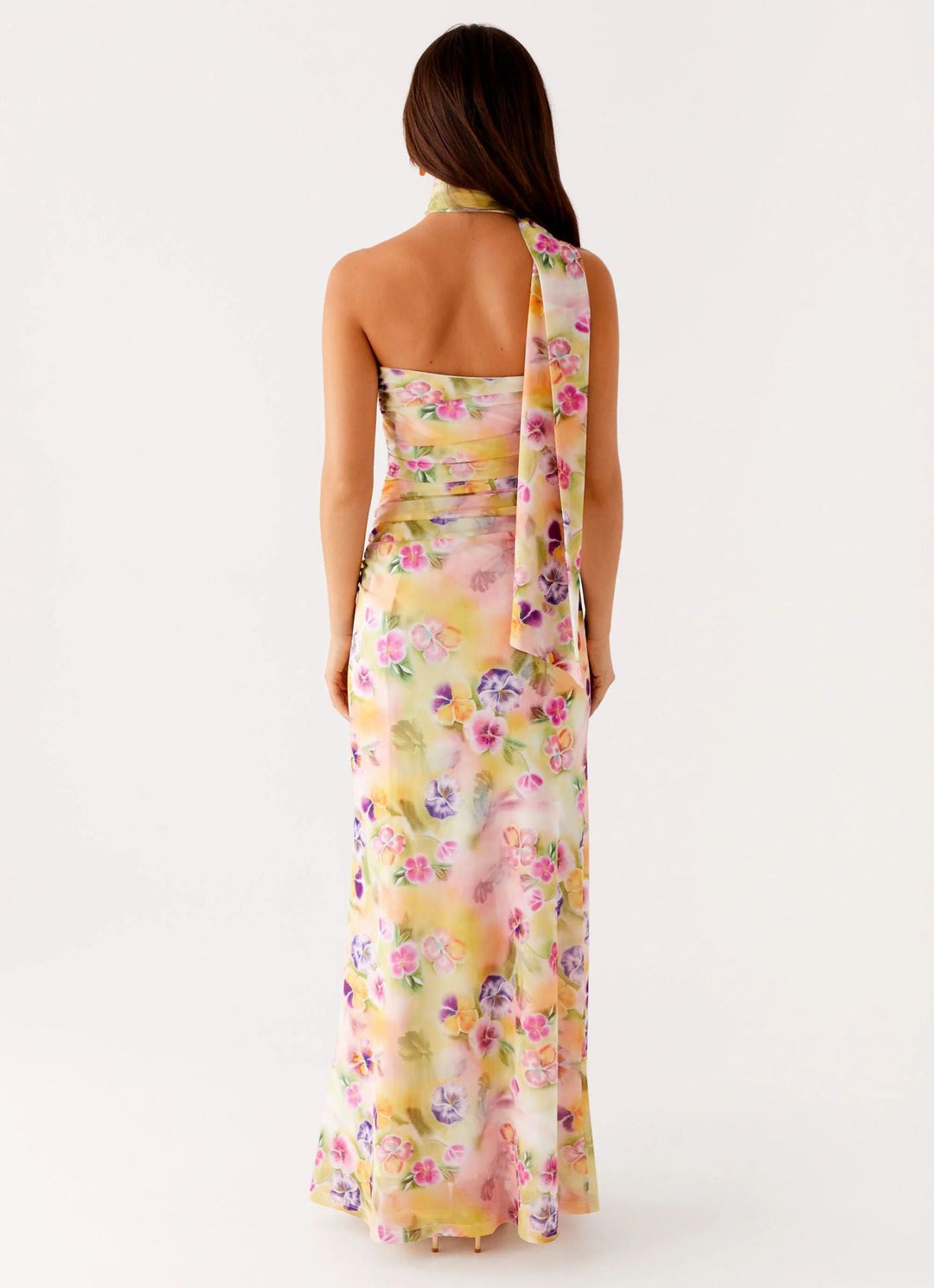 Robe Longue Asymétrique à Col Montant Femme
