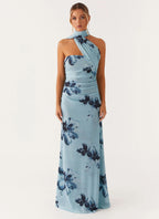 Robe Longue Asymétrique à Col Montant Femme