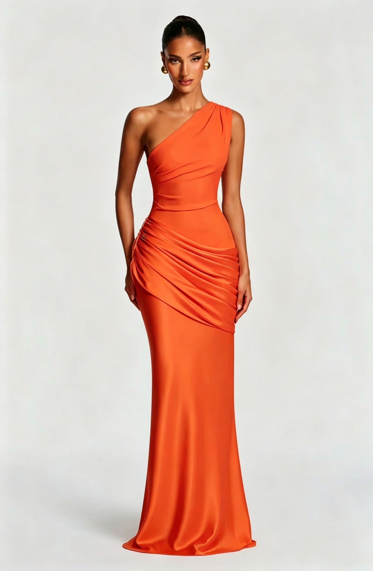 Robe Longue Asymétrique Drapée Femme