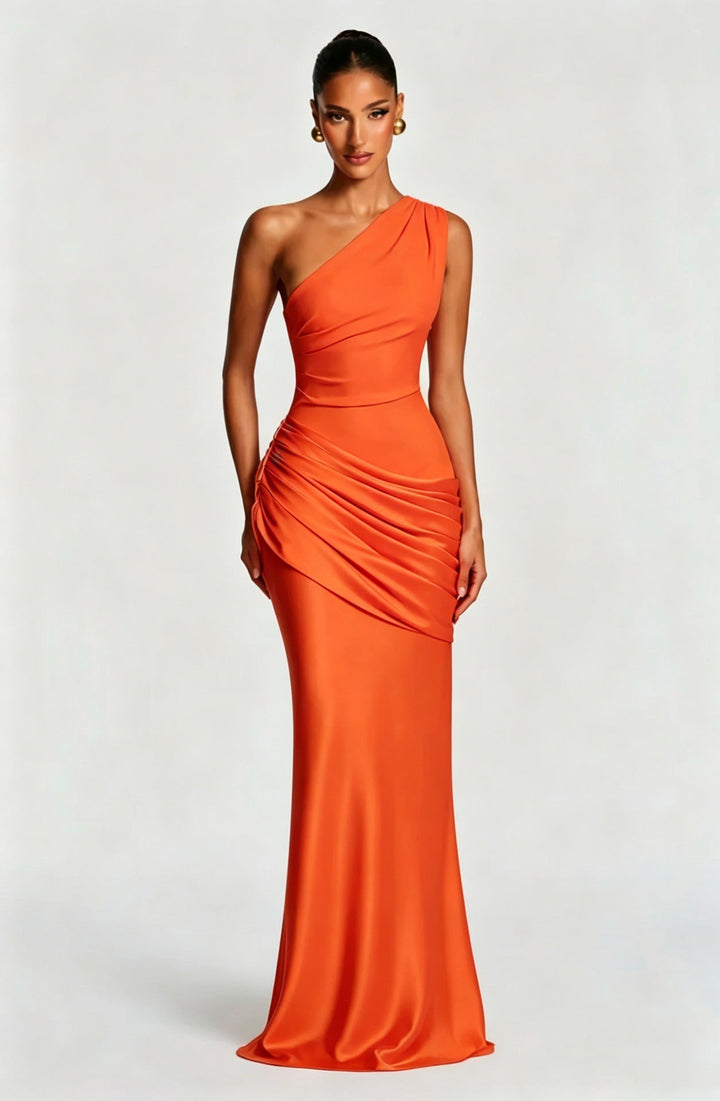 Robe Longue Asymétrique Drapée Femme