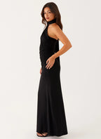 Robe Longue Asymétrique à Col Montant Femme