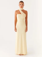Robe Longue Asymétrique à Col Montant Femme