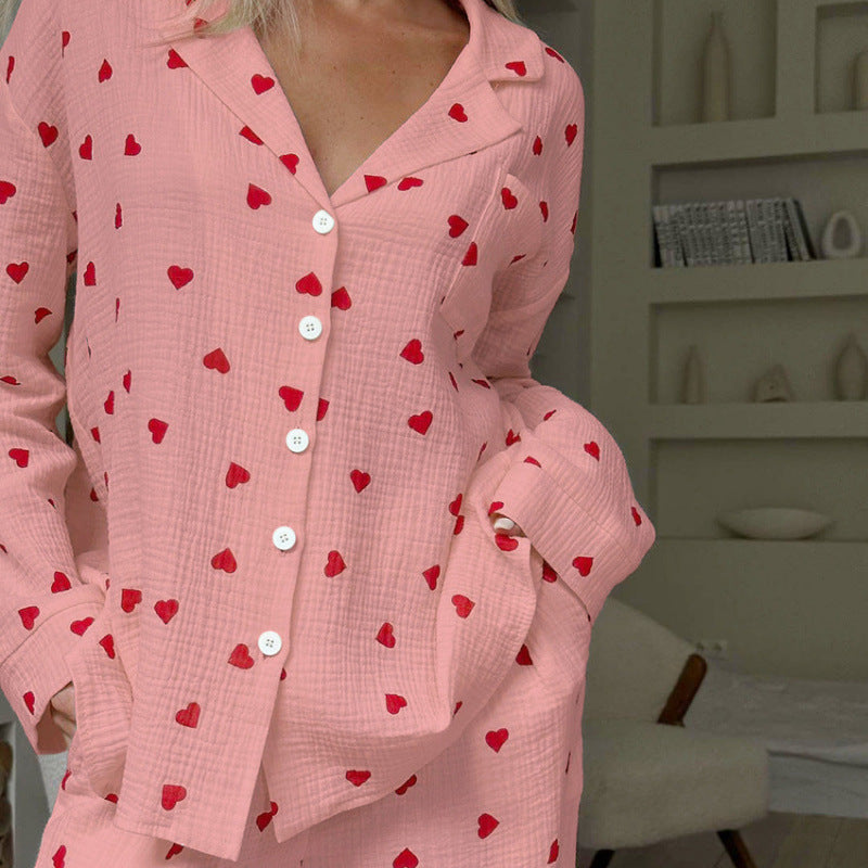 Ensemble Pyjama Imprimé Cœurs Femme