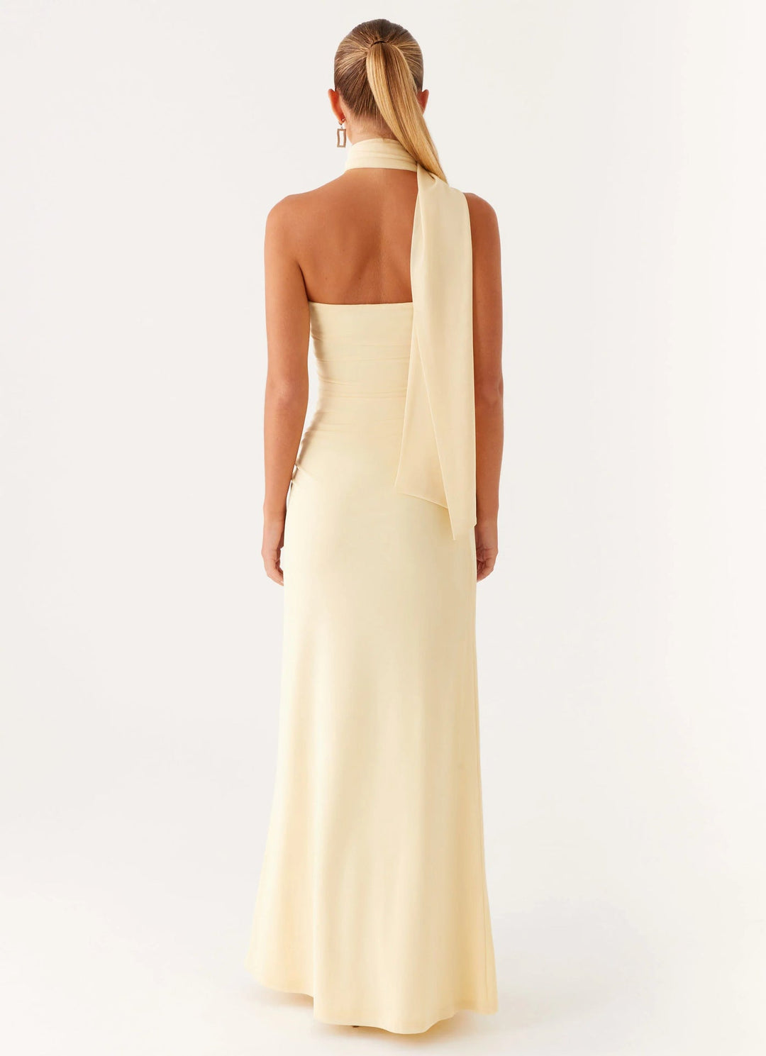 Robe Longue Asymétrique à Col Montant Femme