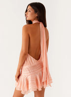 Robe Courte Plissée à Col Halter Femme
