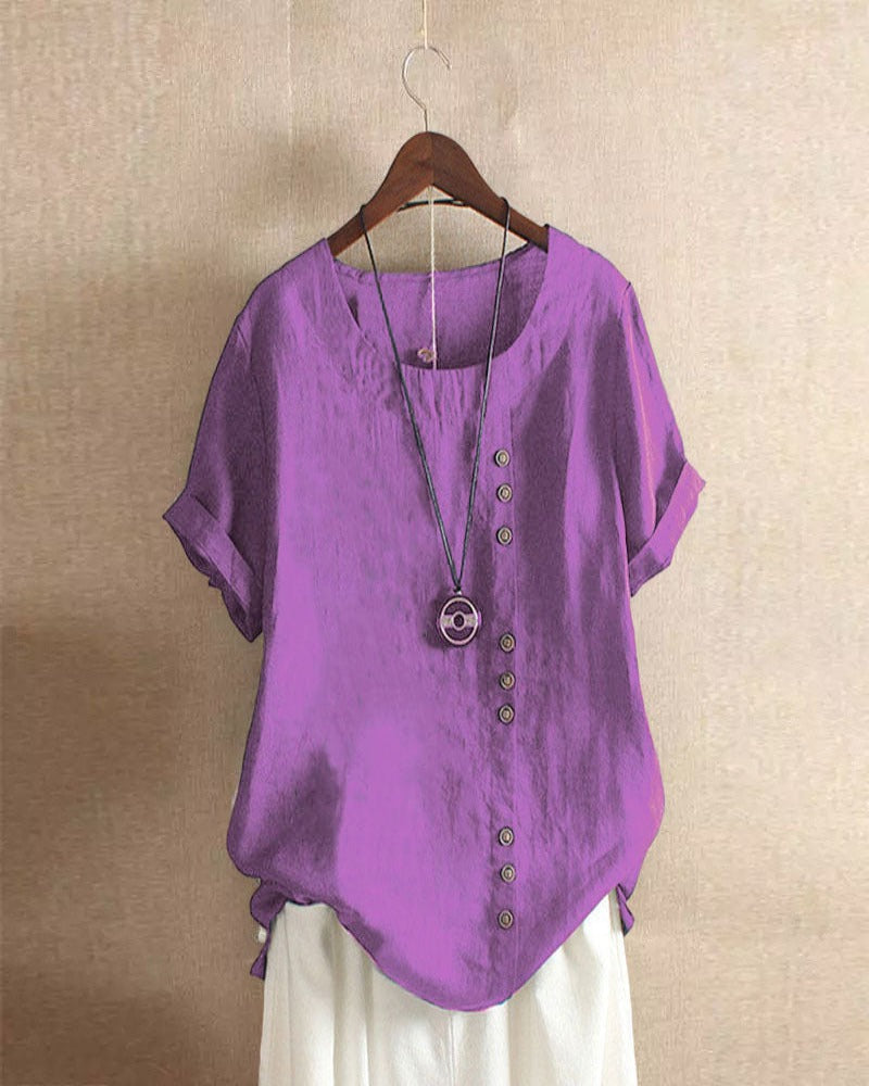 Blouse Femme Boutonnée Lin Décontractée