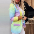 Blazer Long Imprimé à Revers Ouverts