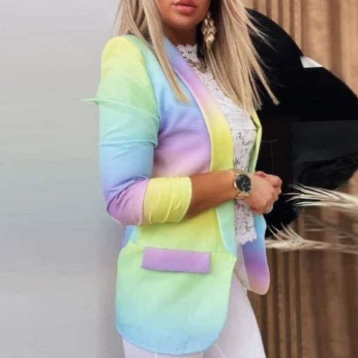 Blazer Long Imprimé à Revers Ouverts
