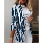 Blazer Long Imprimé à Revers Ouverts