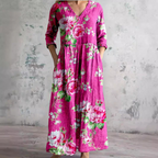 Robe Longue Imprimée à Col V Femme