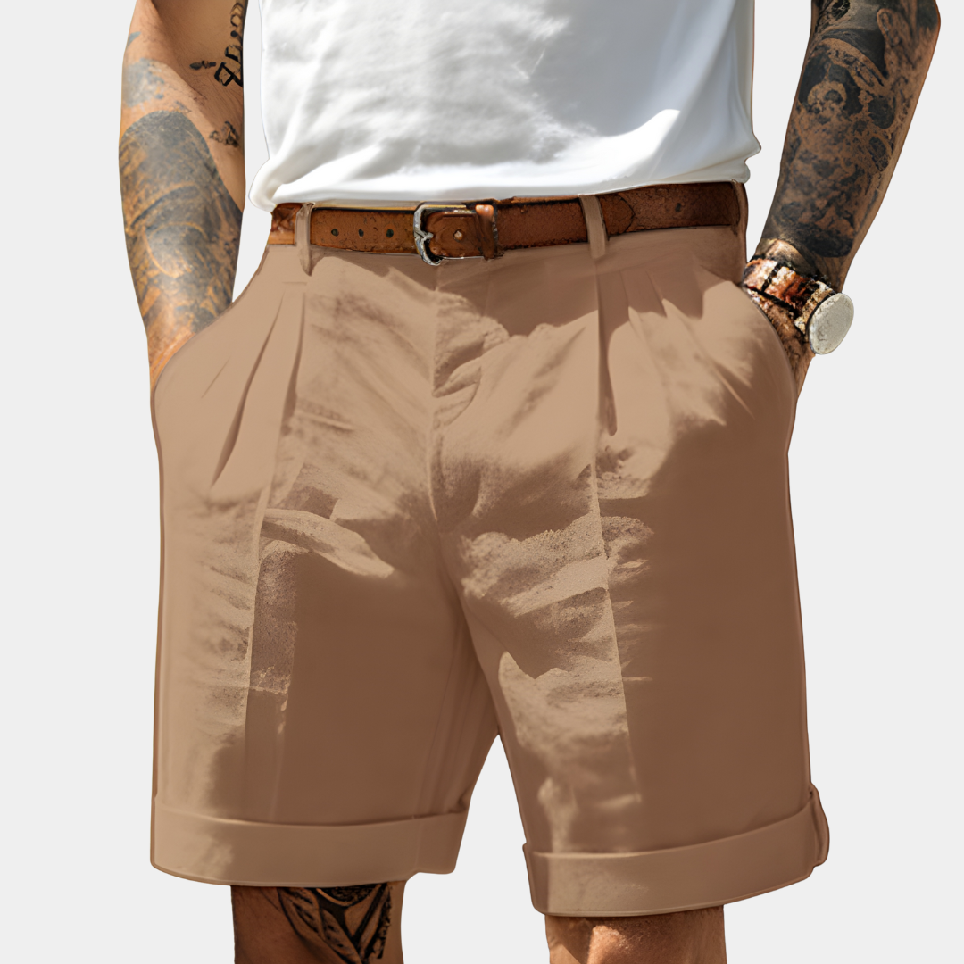 Short Chino Homme à Revers et Ceinture