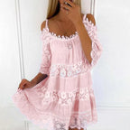 Robe Courte en Dentelle à Épaules Dégagées