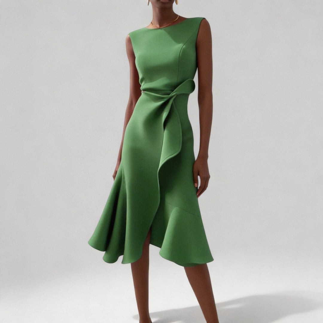 Robe Midi Drapée Sans Manches Femme