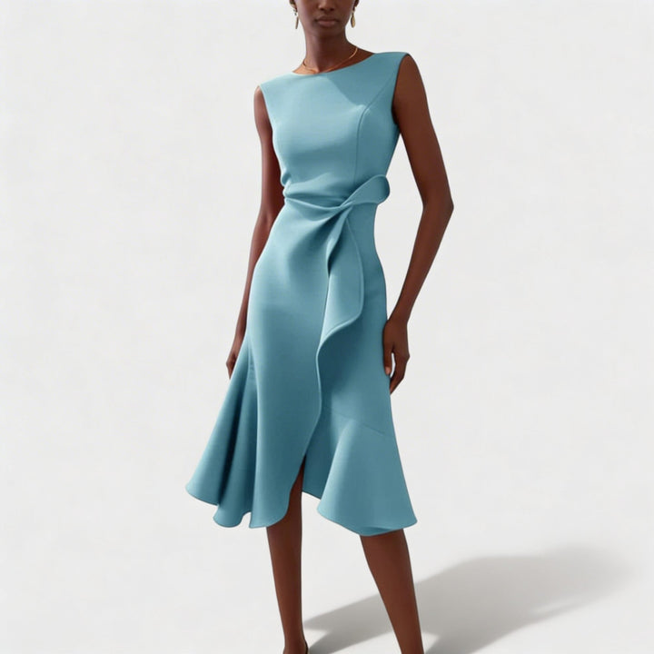 Robe Midi Drapée Sans Manches Femme