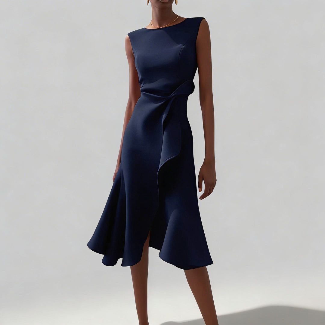 Robe Midi Drapée Sans Manches Femme
