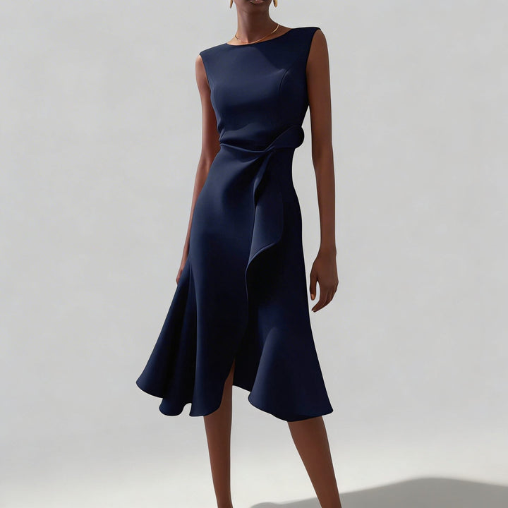 Robe Midi Drapée Sans Manches Femme