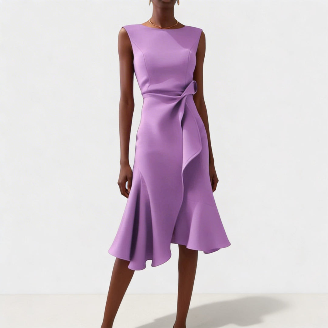 Robe Midi Drapée Sans Manches Femme