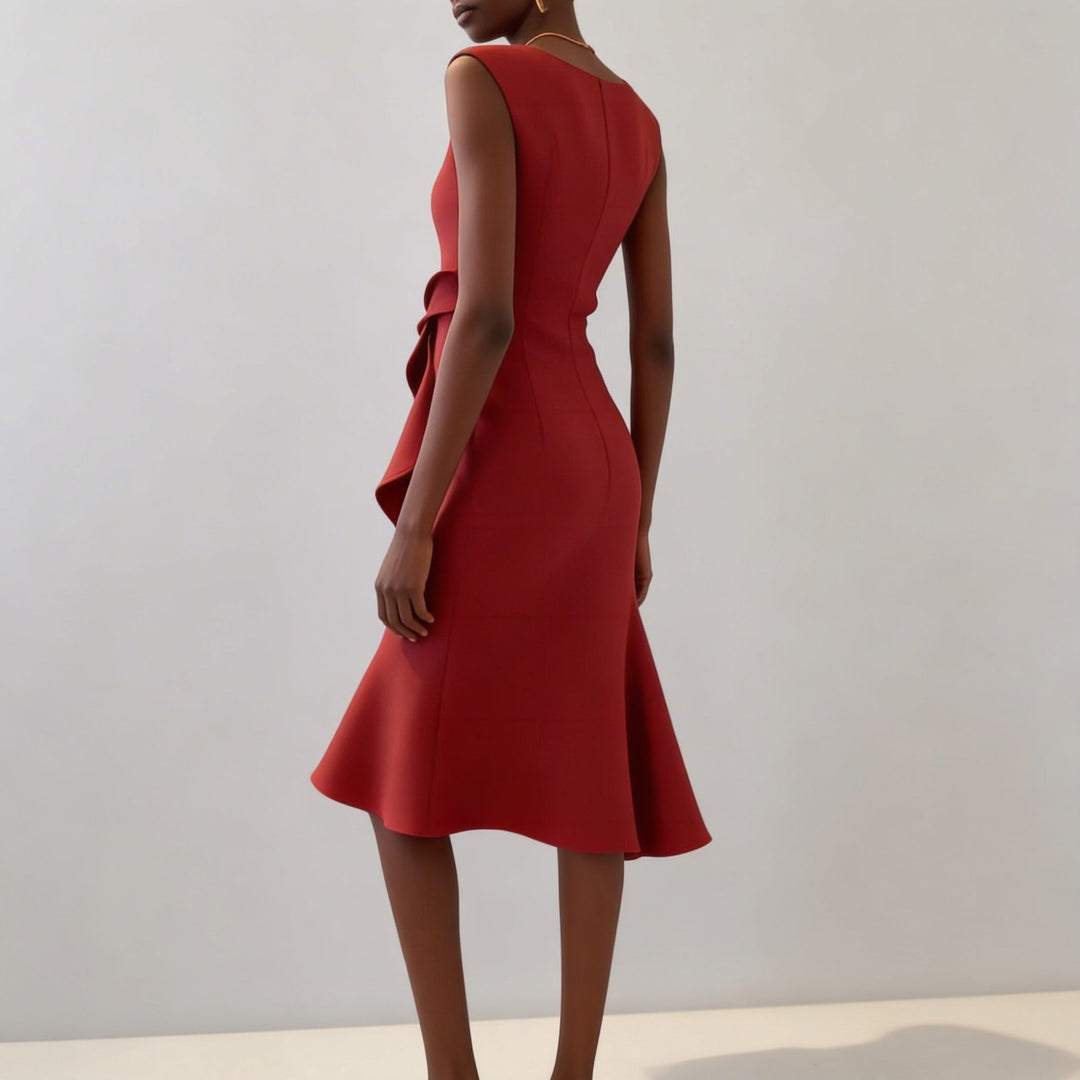 Robe Midi Drapée Sans Manches Femme