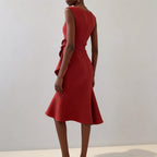 Robe Midi Drapée Sans Manches Femme