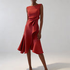 Robe Midi Drapée Sans Manches Femme