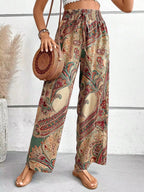 Pantalon Palazzo Femme Imprimé Taille Élastiquée