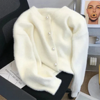Cardigan Femme en Maille Effet Peluche