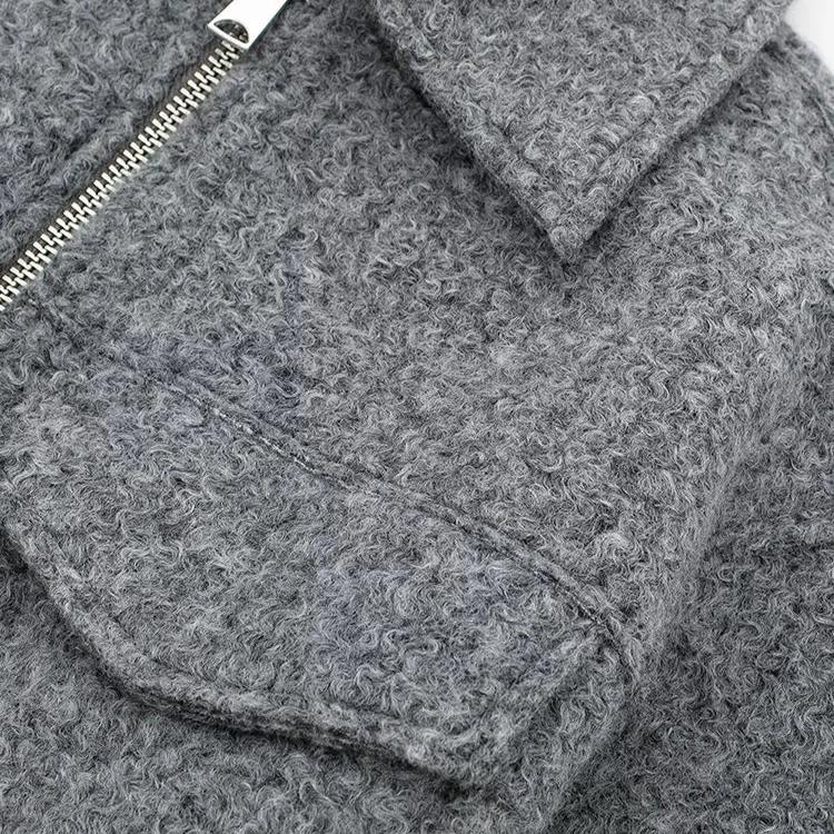 Veste Courte Texturée à Fermeture Zippée