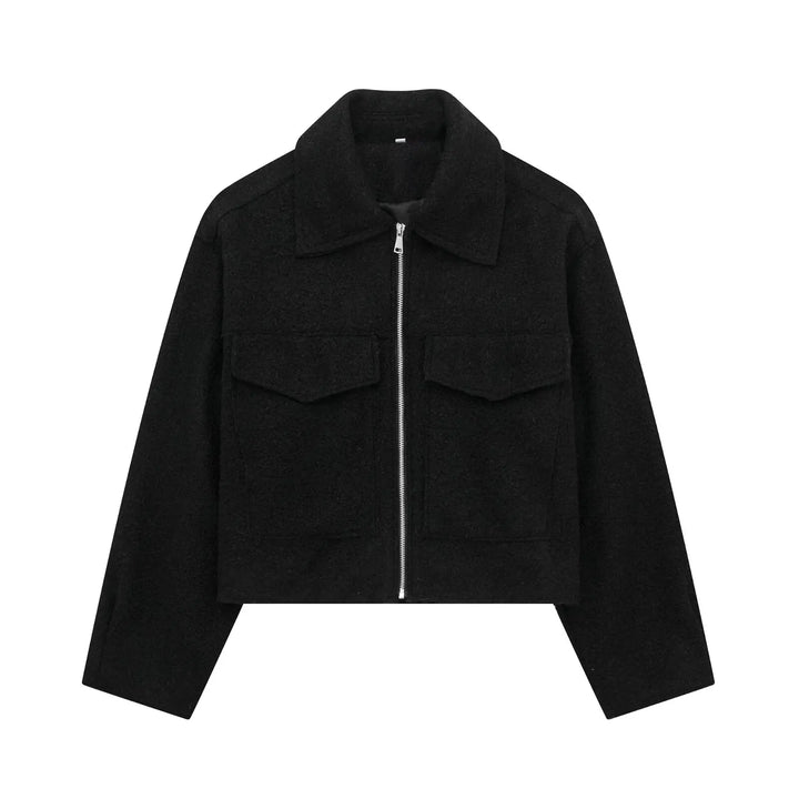Veste Courte Texturée à Fermeture Zippée