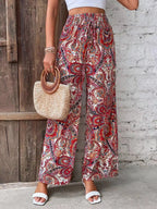 Pantalon Palazzo Femme Imprimé Taille Élastiquée