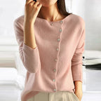 Cardigan Maille Fine à Boutons et Col V