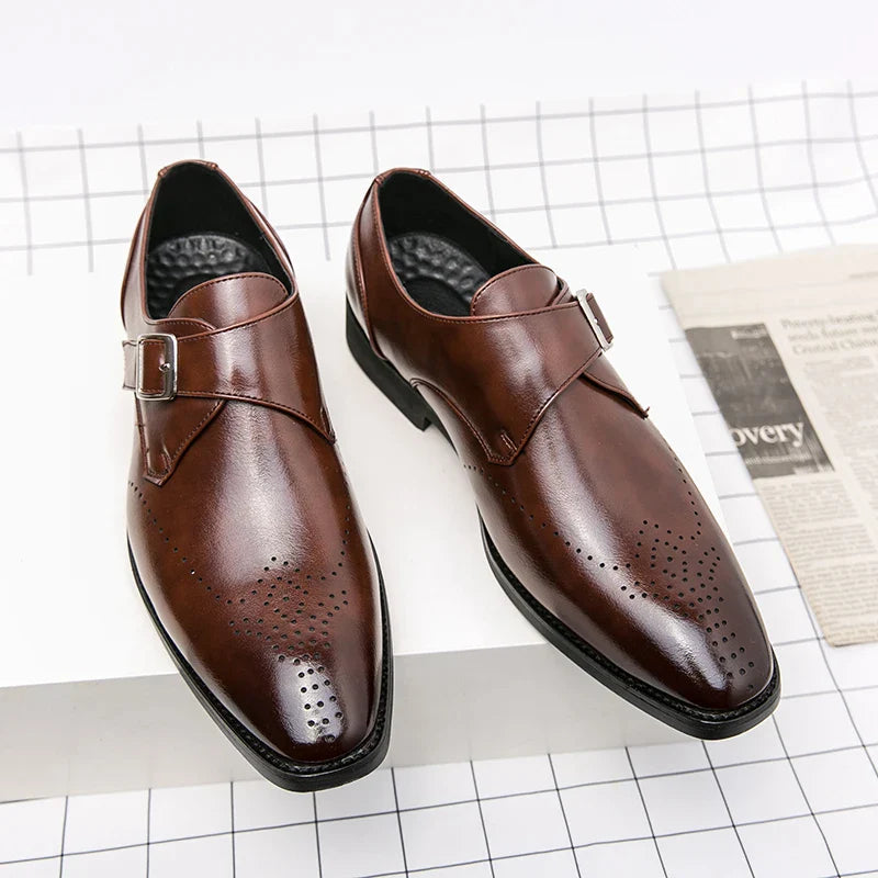 Chaussures Double Boucle en Cuir Élégantes Style Classique et Confort