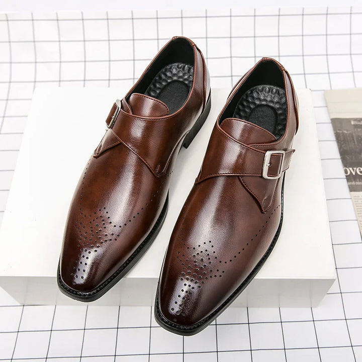 Chaussures Double Boucle en Cuir Élégantes Style Classique et Confort