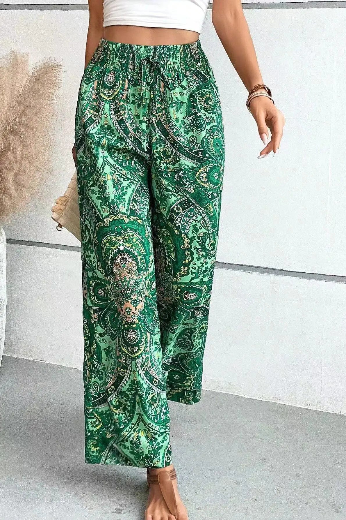 Pantalon Palazzo Femme Imprimé Taille Élastiquée