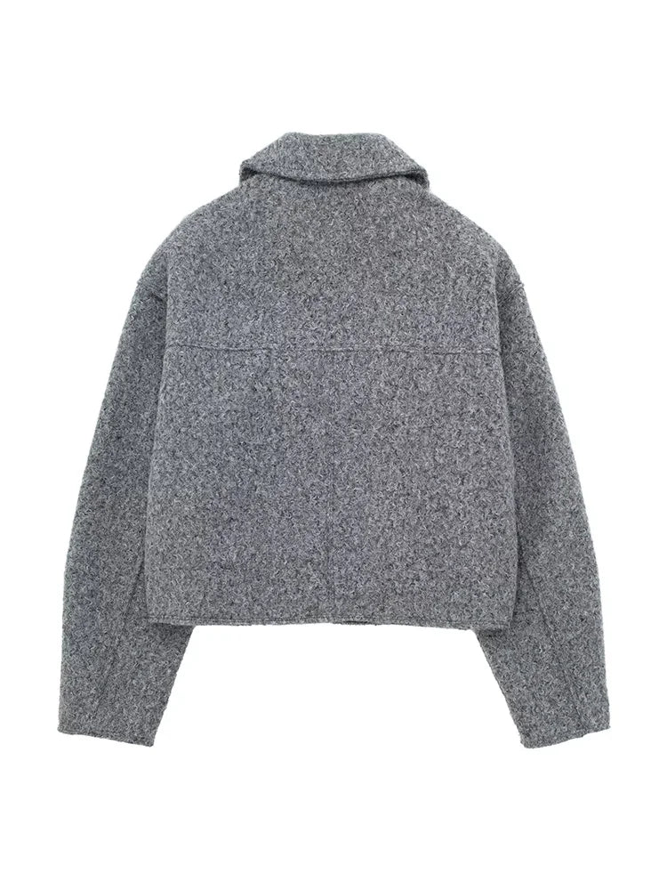 Veste Courte Texturée à Fermeture Zippée