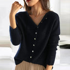Cardigan Maille Fine à Boutons et Col V