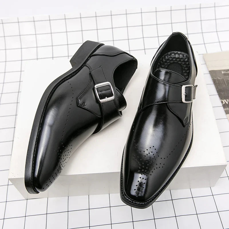 Chaussures Double Boucle en Cuir Élégantes Style Classique et Confort