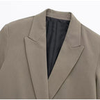 Blazer Long Femme à Coupe Droite et Revers Classiques