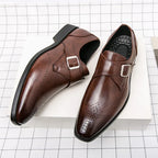 Chaussures Double Boucle en Cuir Élégantes Style Classique et Confort