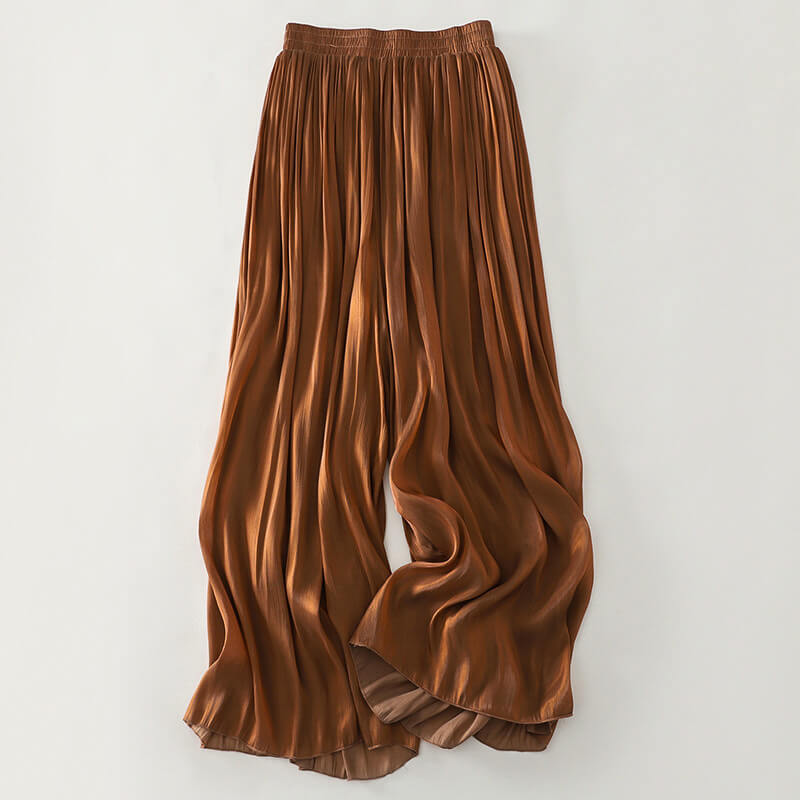 Jupe Longue Plissée à Taille Élastique