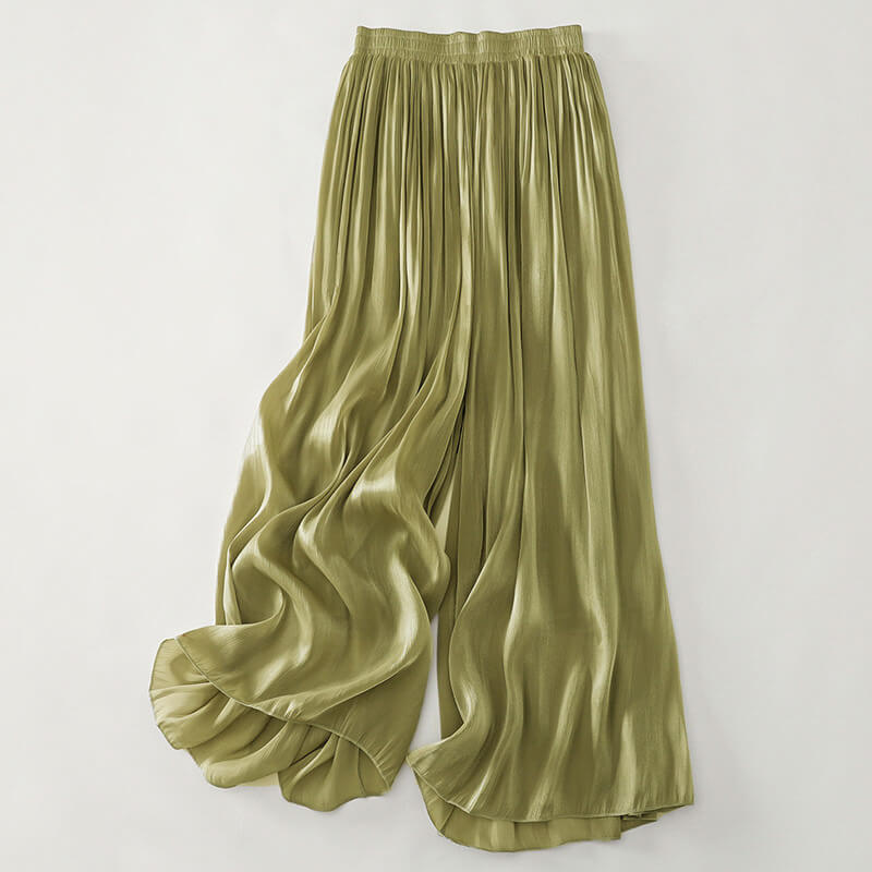 Jupe Longue Plissée à Taille Élastique