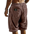 Short Homme en Velours Côtelé à Taille Élastiquée