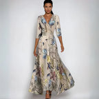 Robe Longue Fleurie Portefeuille à Col V
