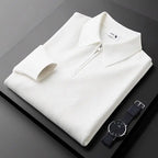 Pull Polo Texturé Col Zippé Élégant Confort et Style Moderne