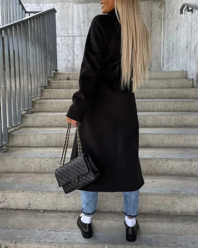 Manteau Long Croisé à Double Boutonnage