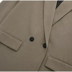 Blazer Long Femme à Coupe Droite et Revers Classiques