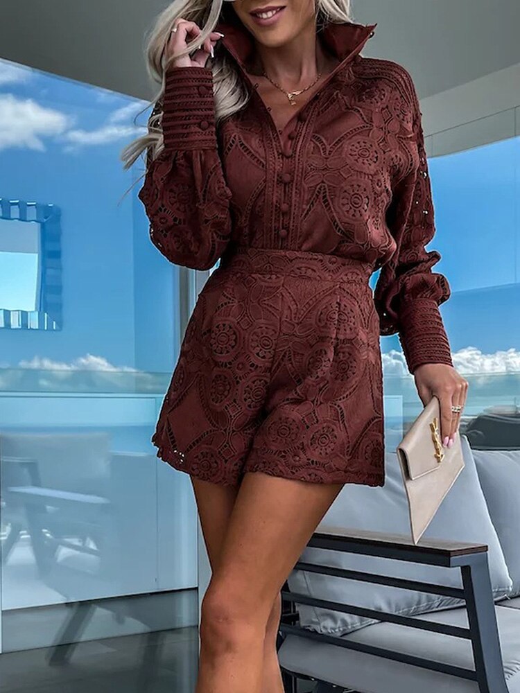 Combishort Dentelle Brodée Femme