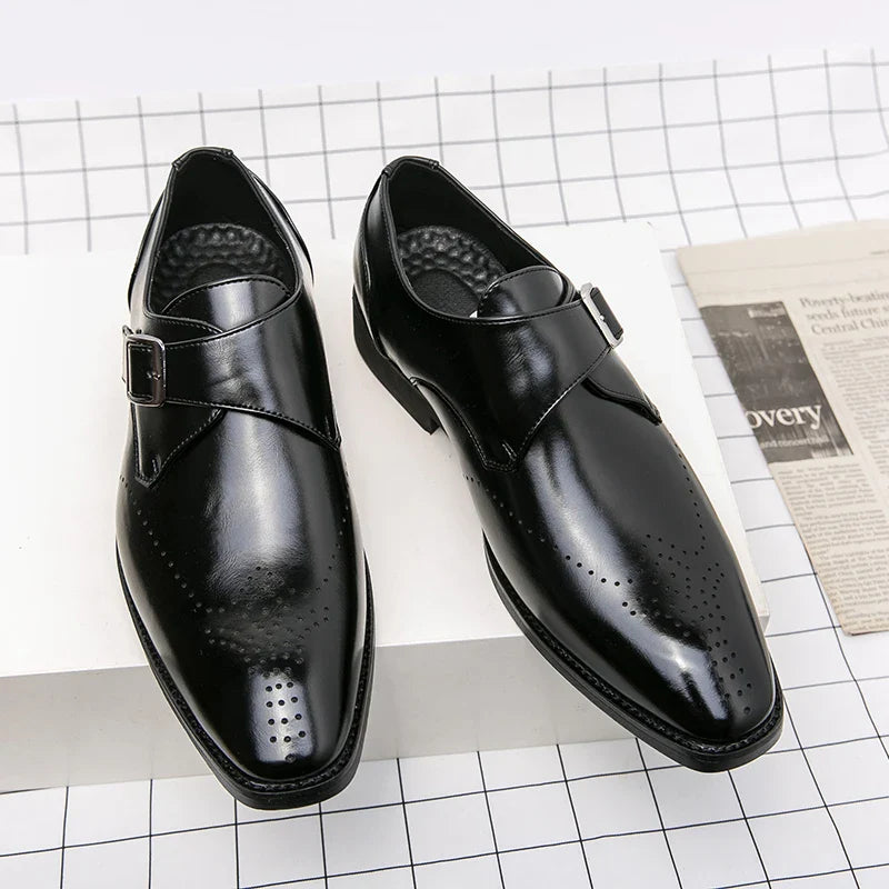 Chaussures Double Boucle en Cuir Élégantes Style Classique et Confort