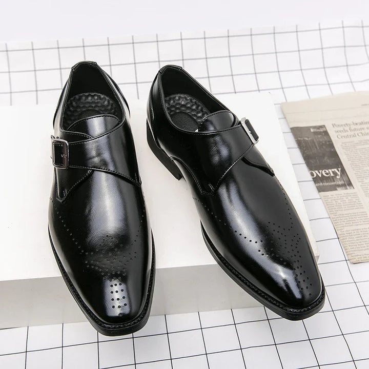 Chaussures Double Boucle en Cuir Élégantes Style Classique et Confort