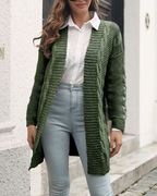 Cardigan Long Femme en Maille Torsadée